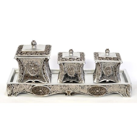 Afd Home Laviere Box Tray Silver Set of 4 925 x 215 x 65 in 12009553